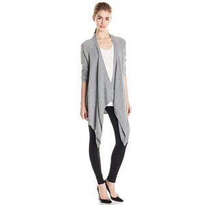 BCBGMaxazria Gray Waterfall Front Cardigan Sweater S